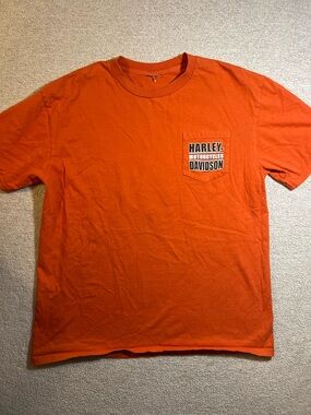 Harley-Davidson Men’s XXL Orange Short Sleeve Pocket T-Shirt